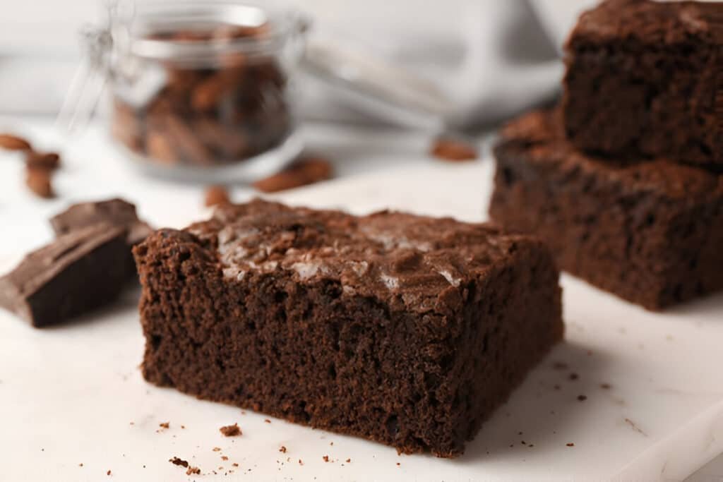 Gooey sweet potato brownie with rich chocolate texture