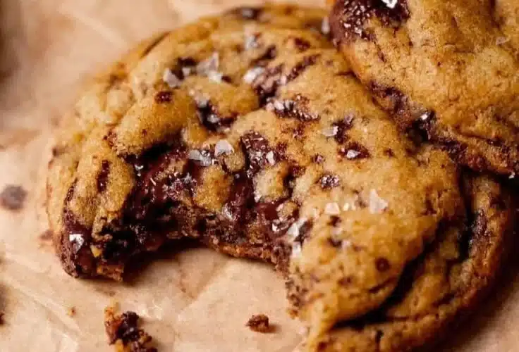 Freshly baked chewy pumpkin chocolate chip cookies on a plate