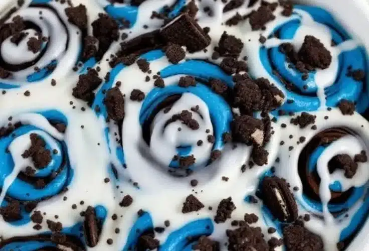 Freshly baked Cinnamon Chocolate Cookie Rolls with melted chocolate and cinnamon swirls