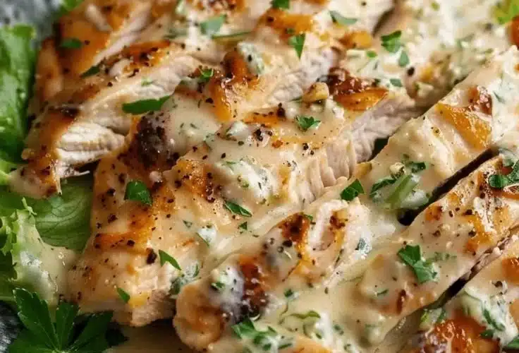 Juicy smothered chicken breasts served on a plate with flavorful gravy