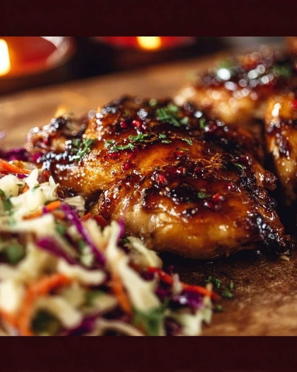 Sticky Apple Cider Chicken with Crisp Autumn Slaw