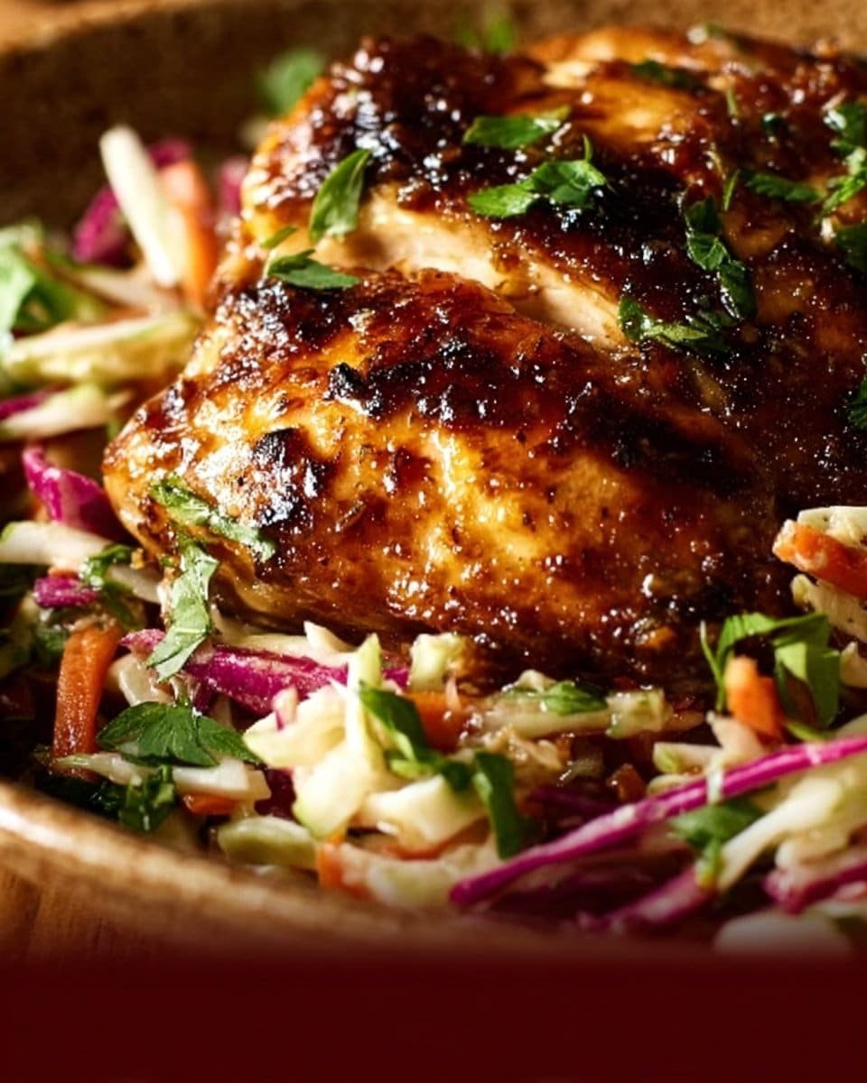 Sticky Apple Cider Chicken with Crisp Autumn Slaw