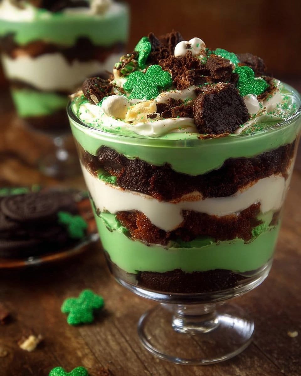 St. Patrick's Day Brownie Trifle