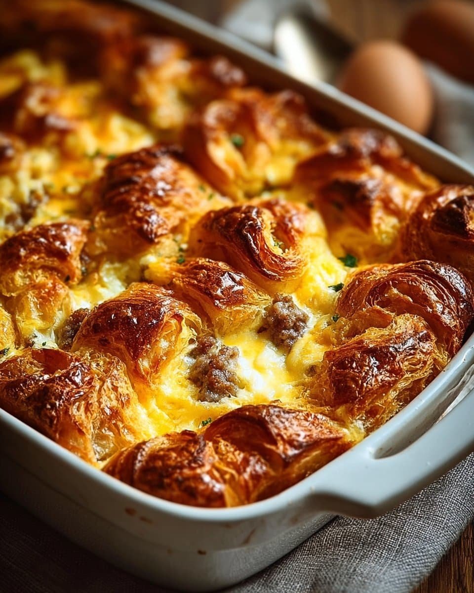 Overnight Croissant Breakfast Casserole