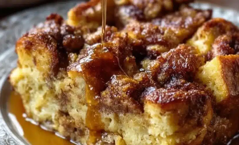 Delicious French toast casserole from the Pioneer Woman recipe, baked to perfection.