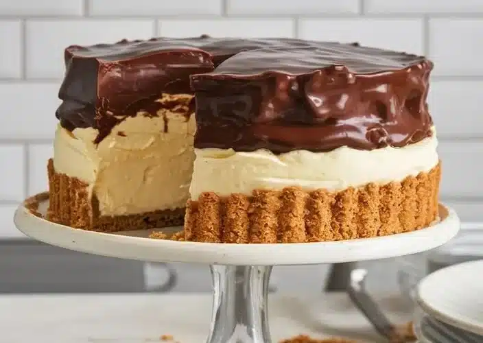 Delicious Boston Cream Pie with chocolate ganache and custard filling