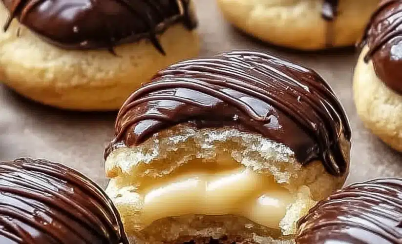 Delicious Boston Cream Pie Cookies with creamy filling and chocolate topping