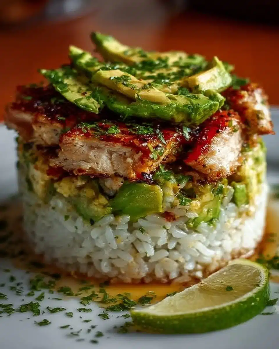 Meat Avocado Rice Honey Lime Chicken & Avocado Rice Stack