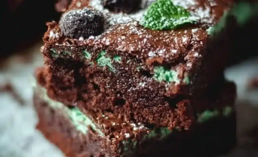 Delicious mint brownies topped with chocolate and mint frosting