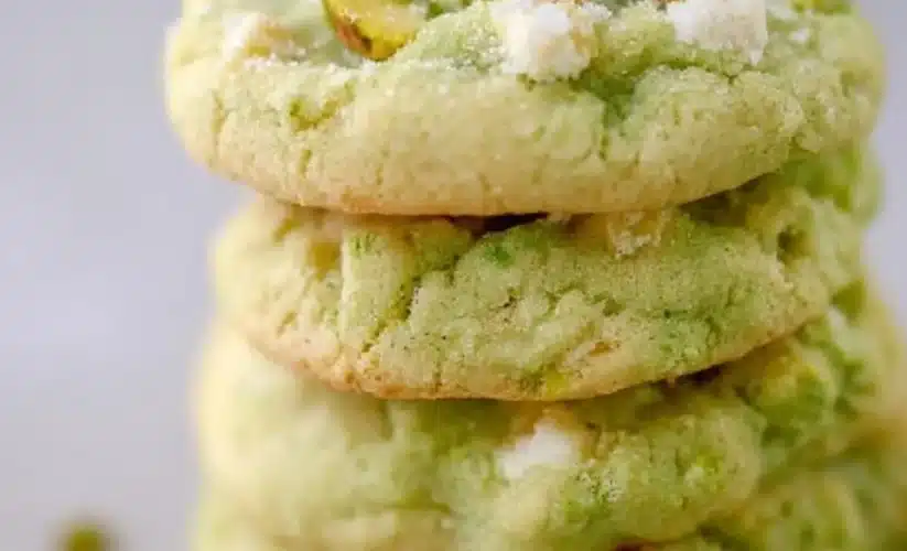 Soft and chewy pistachio pudding cookies baked to perfection