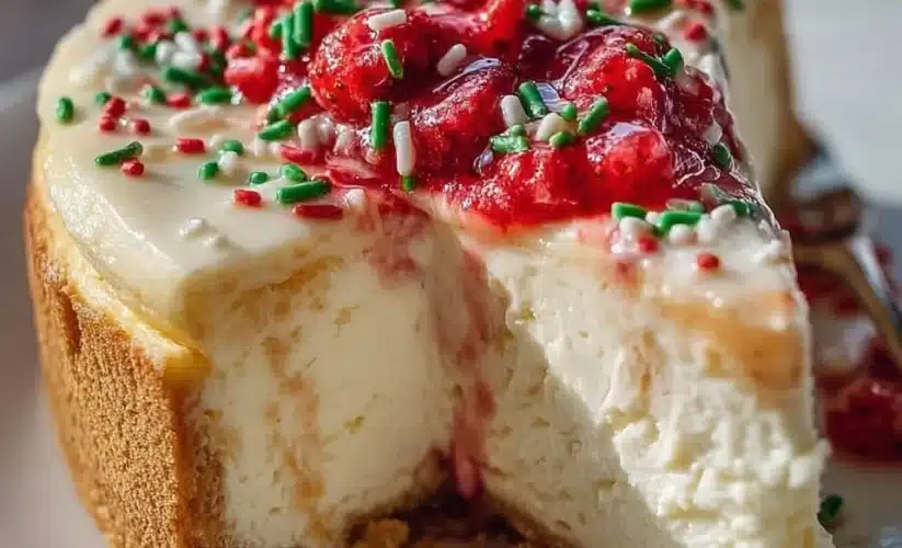 Delicious sugar cookie cheesecake dessert with creamy filling and cookie crust