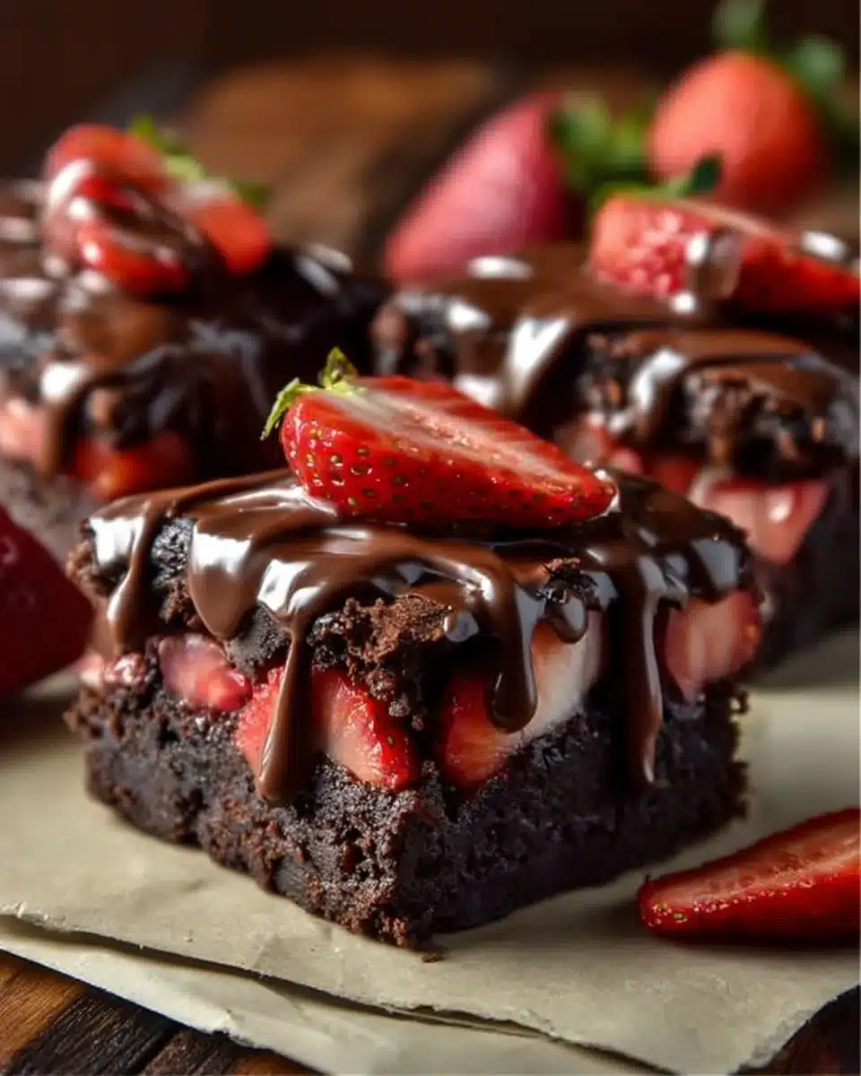 Chocolate Covered Strawberry Brownies