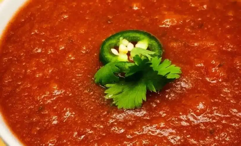 Bowl of homemade Chili's Salsa served with tortilla chips
