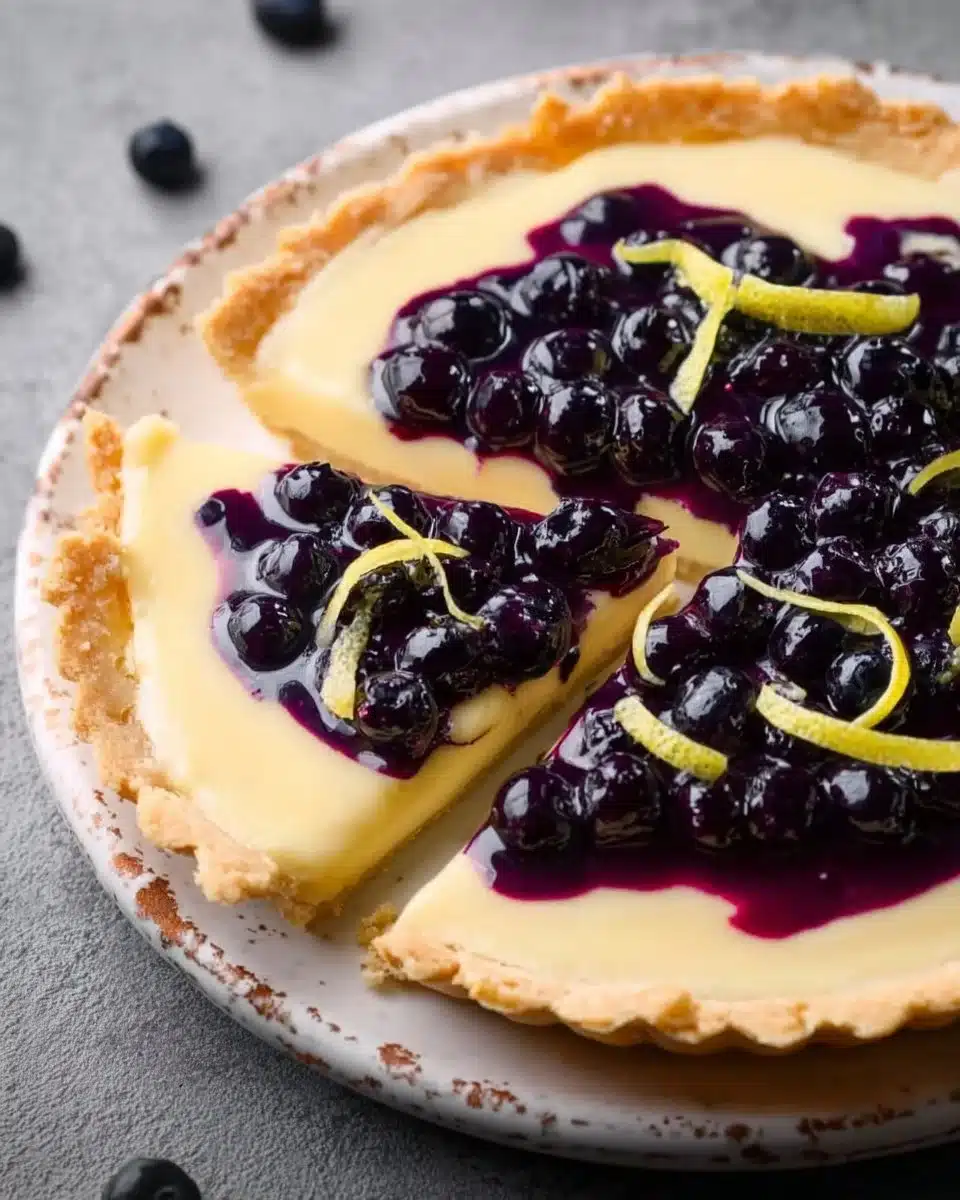 Creamy Lemon Tart with Blueberry Sauce