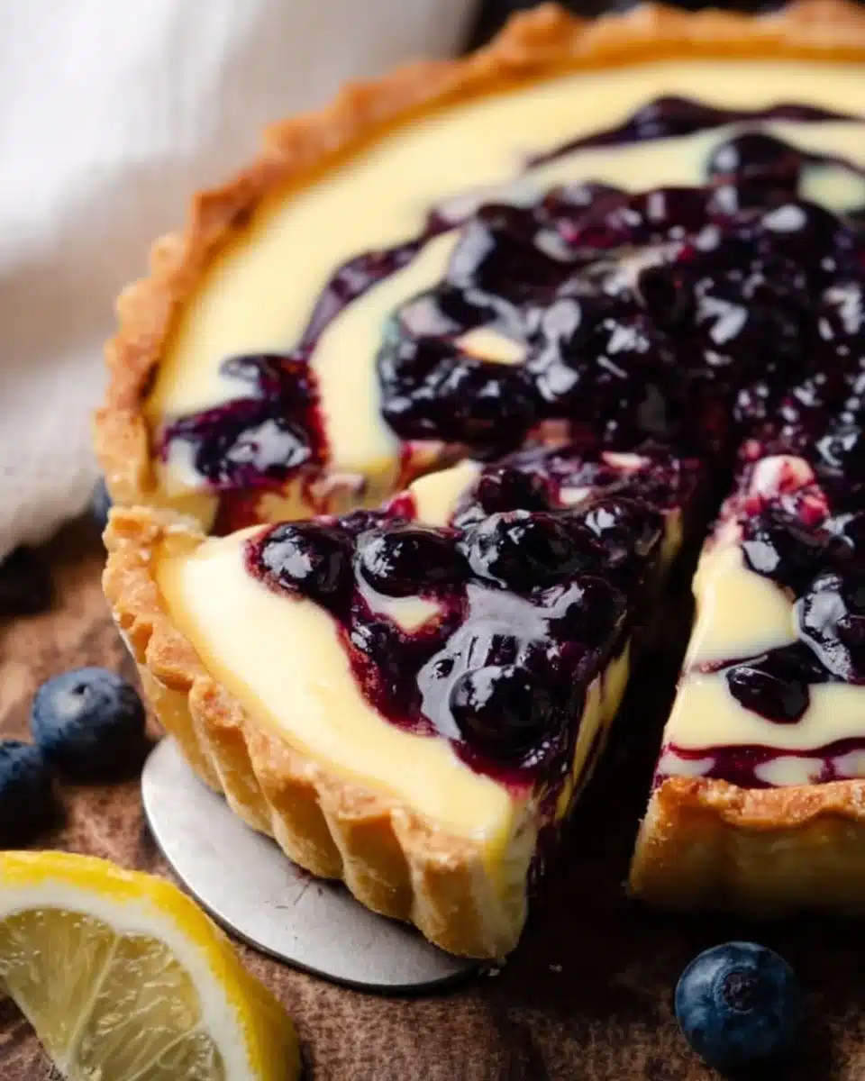 Creamy Lemon Tart with Blueberry Sauce