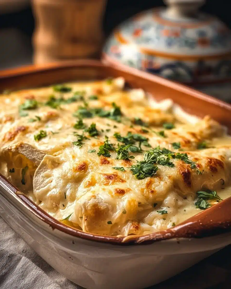 Creamy White Chicken Enchiladas