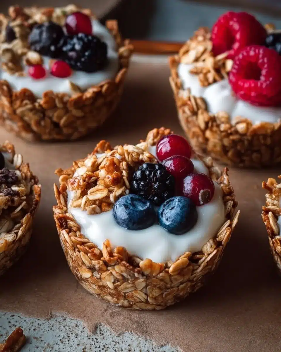 Easy Healthy Breakfast Granola Cups (Fruit & Yogurt Filling)