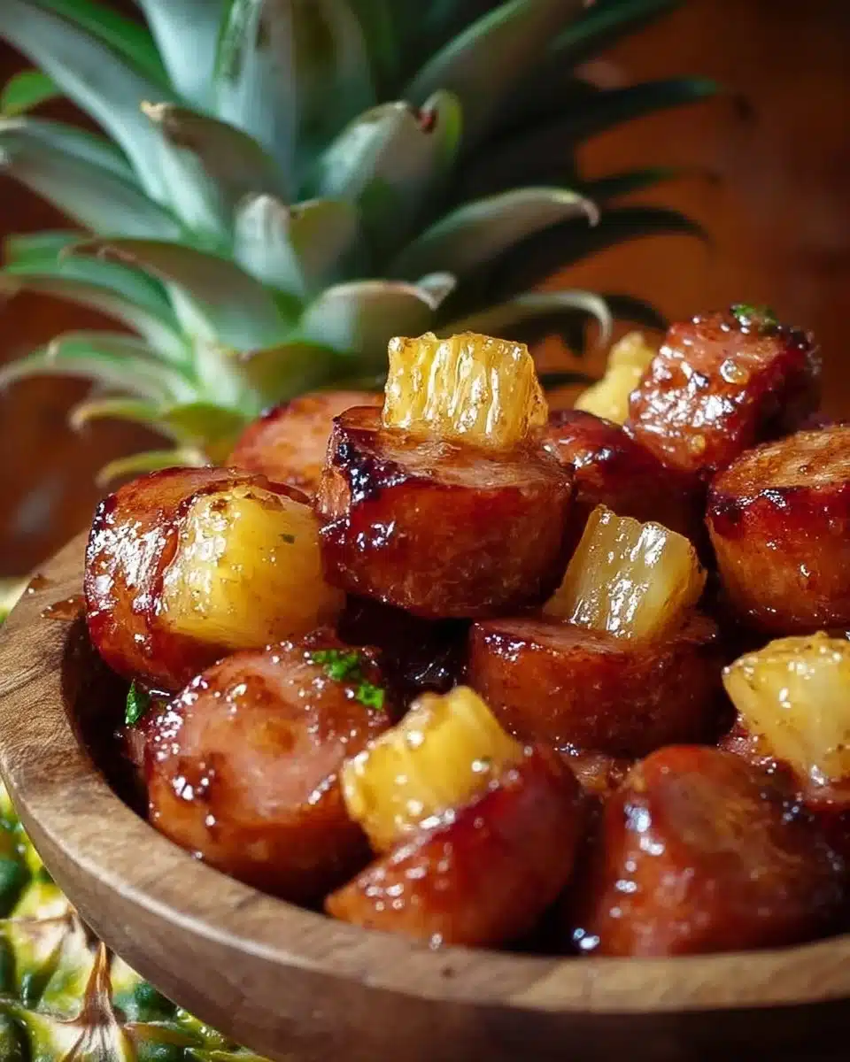 Glazed Kielbasa Pineapple Bites