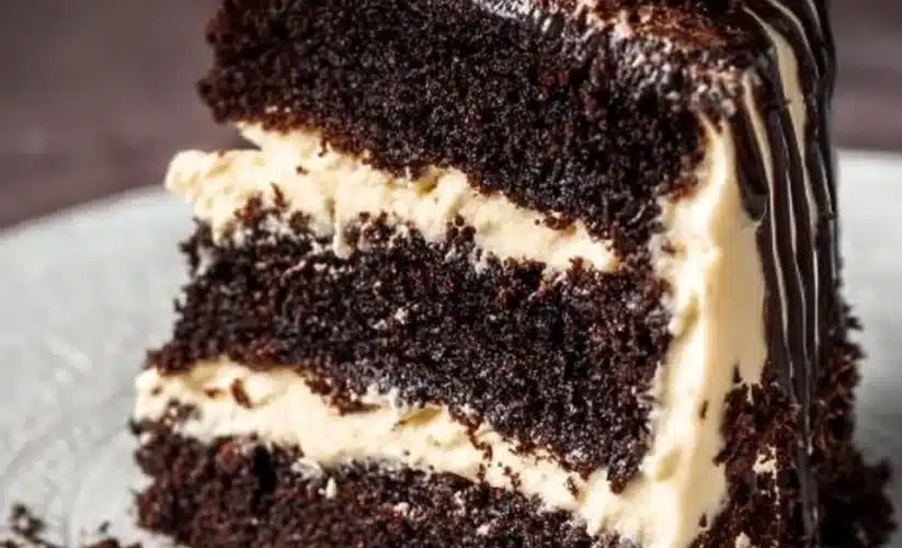 Delicious Guinness chocolate cake with Irish buttercream frosting.