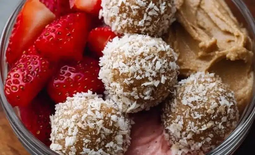 No-Bake Strawberry Cheesecake Protein Balls