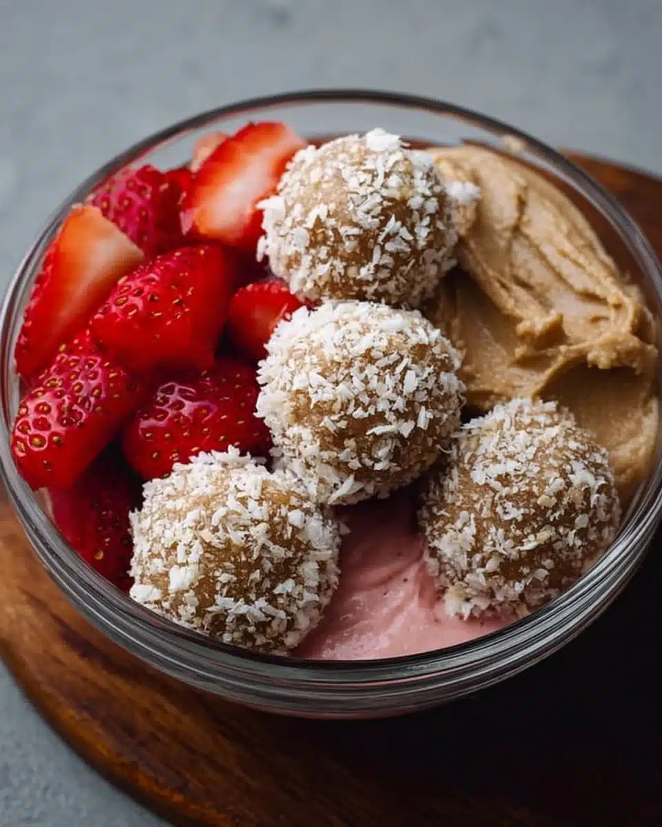 No-Bake Strawberry Cheesecake Protein Balls