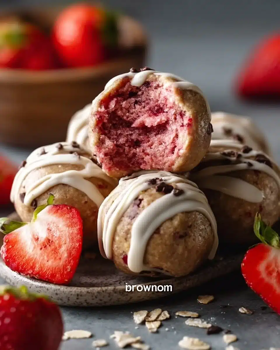 No-Bake Strawberry Cheesecake Protein Balls