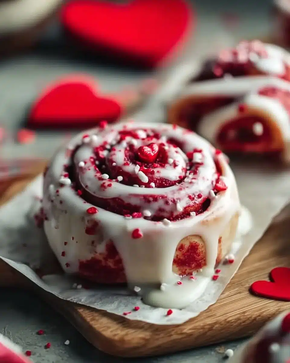Red Velvet Valentine’s Day Cinnamon Rolls