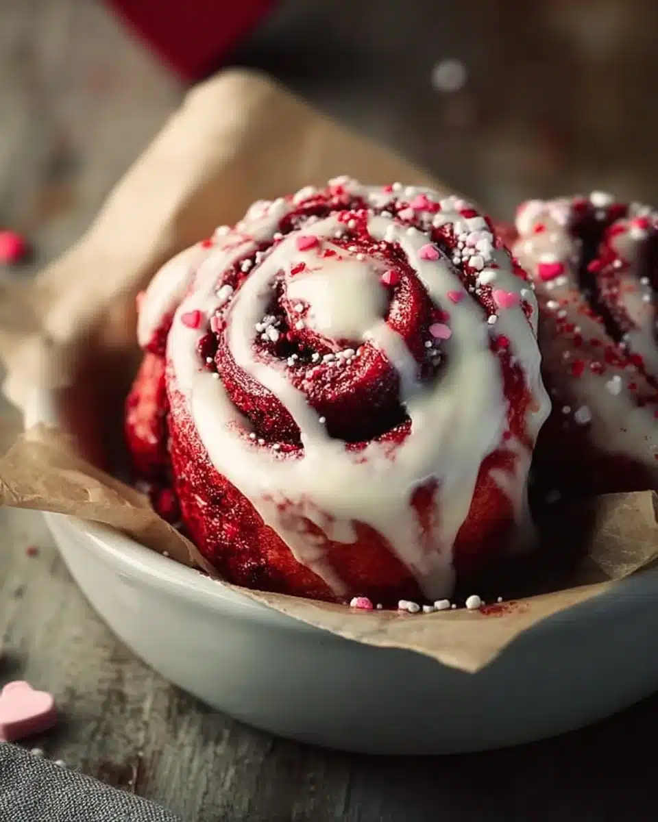 Red Velvet Valentine's Day Cinnamon Rolls