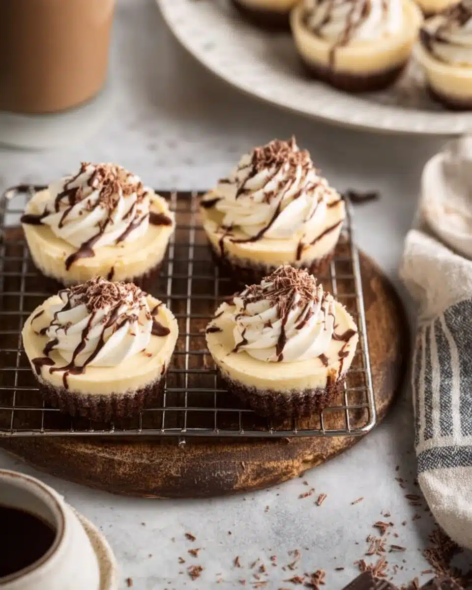 Satisfy your dessert cravings with Mini Baileys Cheesecakes! Irish cream and chocolate pair to…