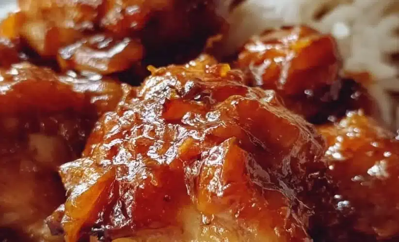 Delicious Sweet Hawaiian Crock Pot Chicken recipe served with rice and pineapple.