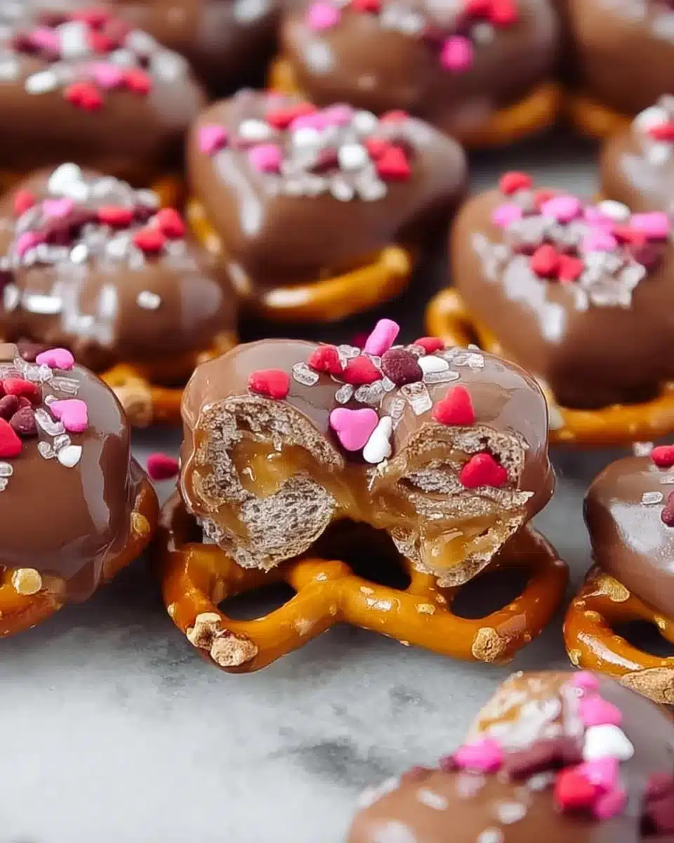 Valentine’s Day Caramel Pretzel Bites